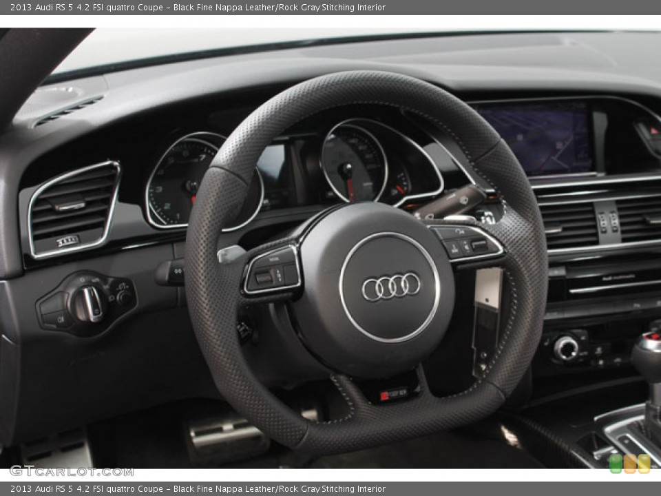Black Fine Nappa Leather/Rock Gray Stitching Interior Steering Wheel for the 2013 Audi RS 5 4.2 FSI quattro Coupe #73829348