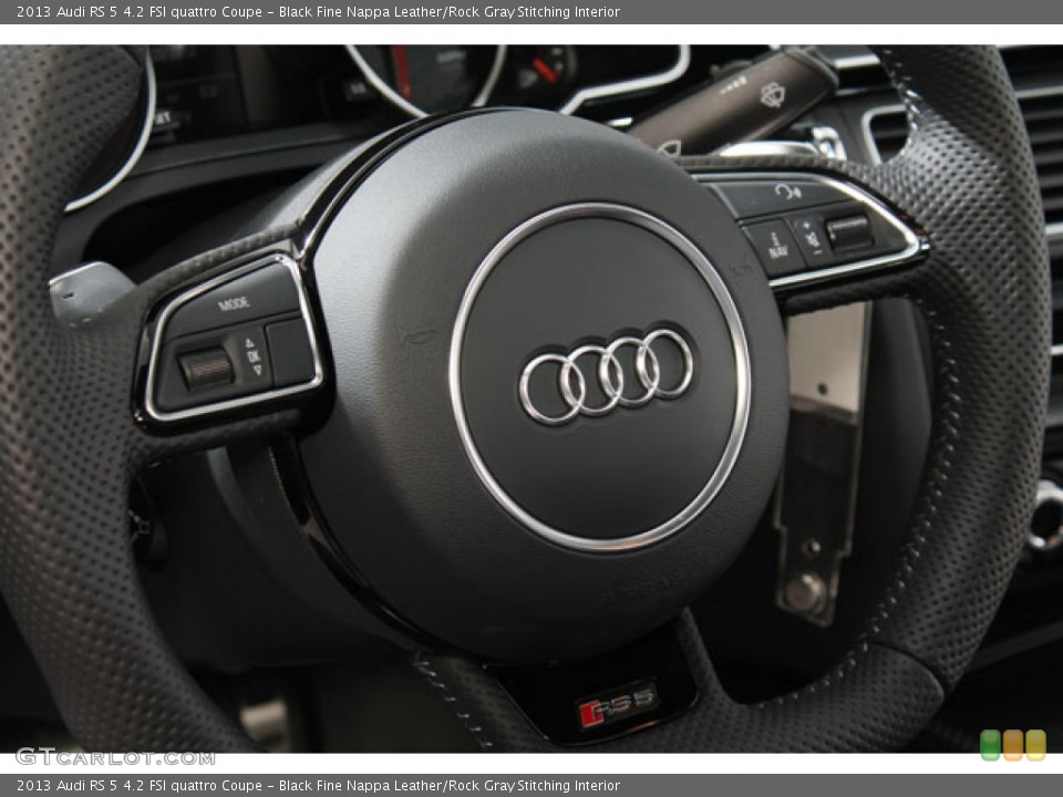 Black Fine Nappa Leather/Rock Gray Stitching Interior Steering Wheel for the 2013 Audi RS 5 4.2 FSI quattro Coupe #73829372