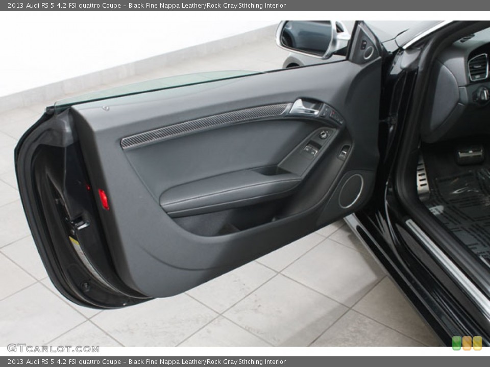 Black Fine Nappa Leather/Rock Gray Stitching Interior Door Panel for the 2013 Audi RS 5 4.2 FSI quattro Coupe #73829495