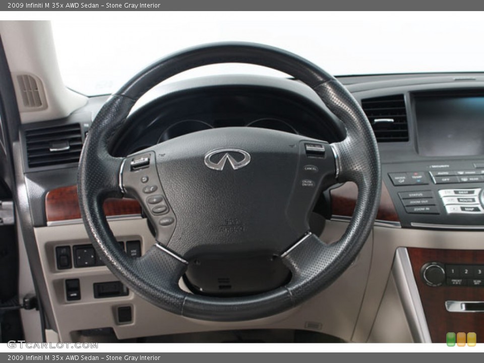 Stone Gray Interior Steering Wheel for the 2009 Infiniti M 35x AWD Sedan #73883498