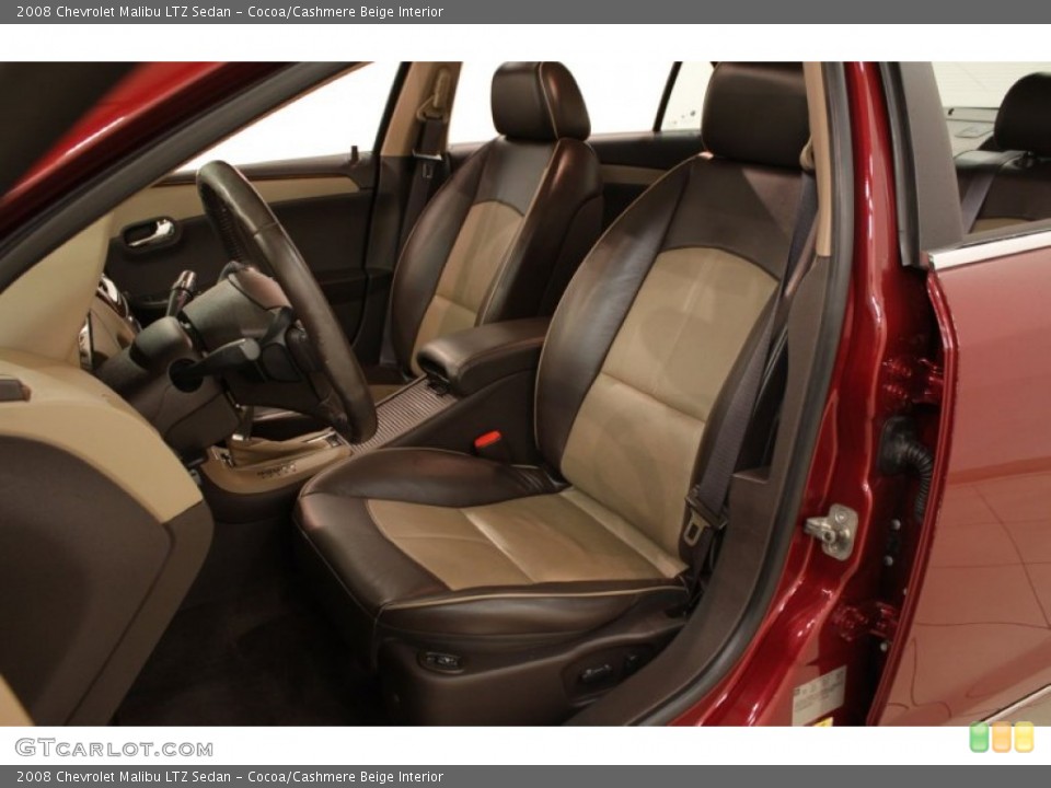 Cocoa/Cashmere Beige Interior Front Seat for the 2008 Chevrolet Malibu LTZ Sedan #73907174