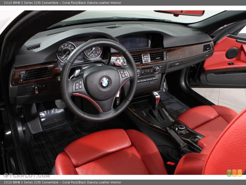 Coral Red/Black Dakota Leather Interior Prime Interior for the 2010 BMW 3 Series 328i Convertible #73919066