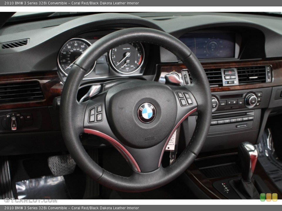 Coral Red/Black Dakota Leather Interior Steering Wheel for the 2010 BMW 3 Series 328i Convertible #73919090