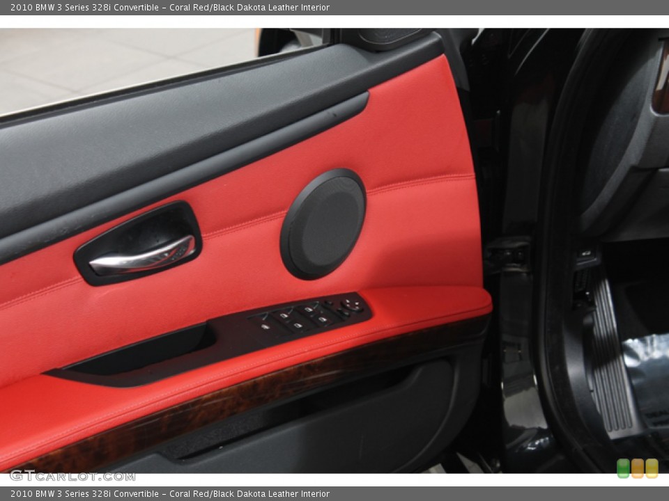 Coral Red/Black Dakota Leather Interior Controls for the 2010 BMW 3 Series 328i Convertible #73919234