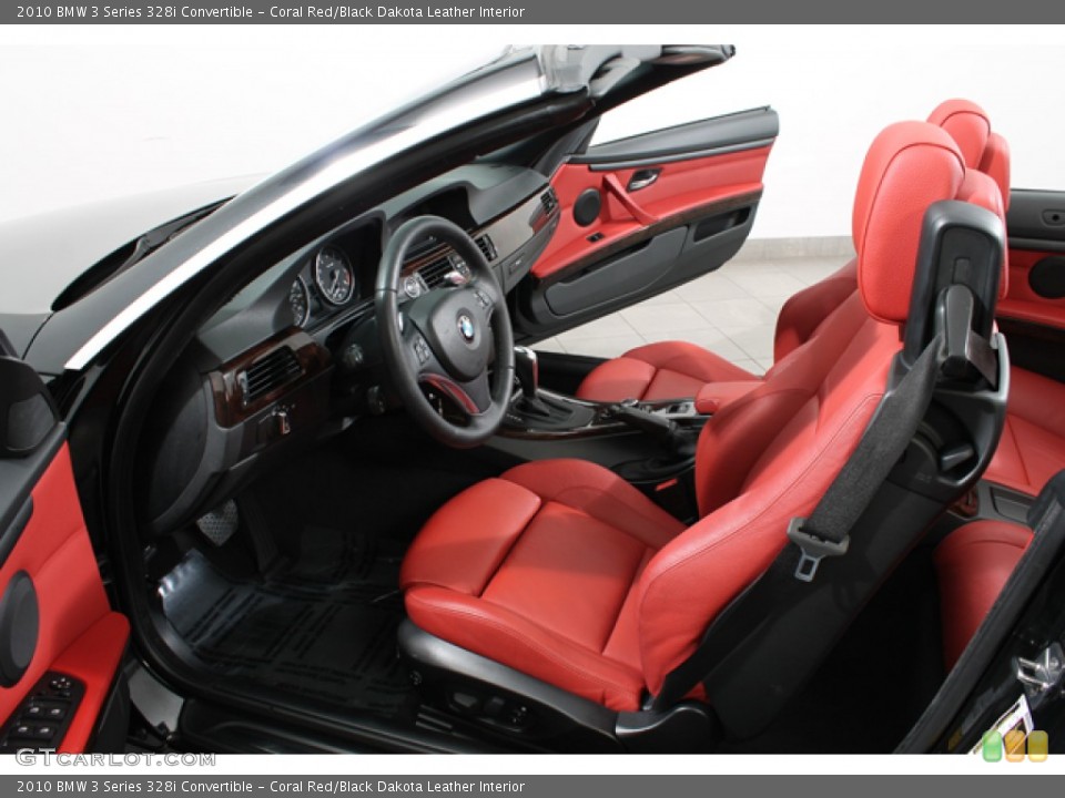 Coral Red/Black Dakota Leather Interior Photo for the 2010 BMW 3 Series 328i Convertible #73919249