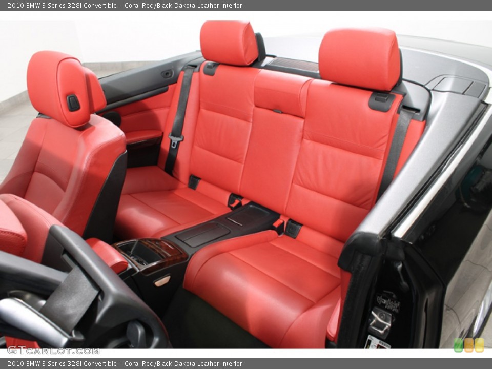 Coral Red/Black Dakota Leather Interior Rear Seat for the 2010 BMW 3 Series 328i Convertible #73919264