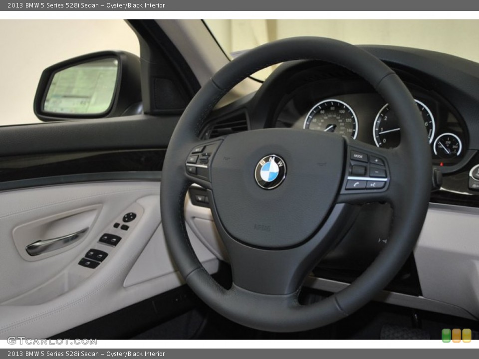 Oyster/Black Interior Steering Wheel for the 2013 BMW 5 Series 528i Sedan #73938719