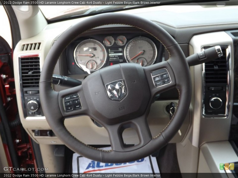 Light Pebble Beige/Bark Brown Interior Steering Wheel for the 2012 Dodge Ram 3500 HD Laramie Longhorn Crew Cab 4x4 Dually #73950014