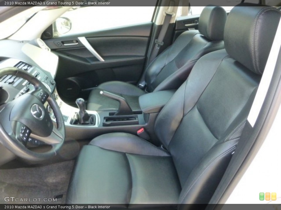 Black Interior Front Seat for the 2010 Mazda MAZDA3 s Grand Touring 5 Door #73972865