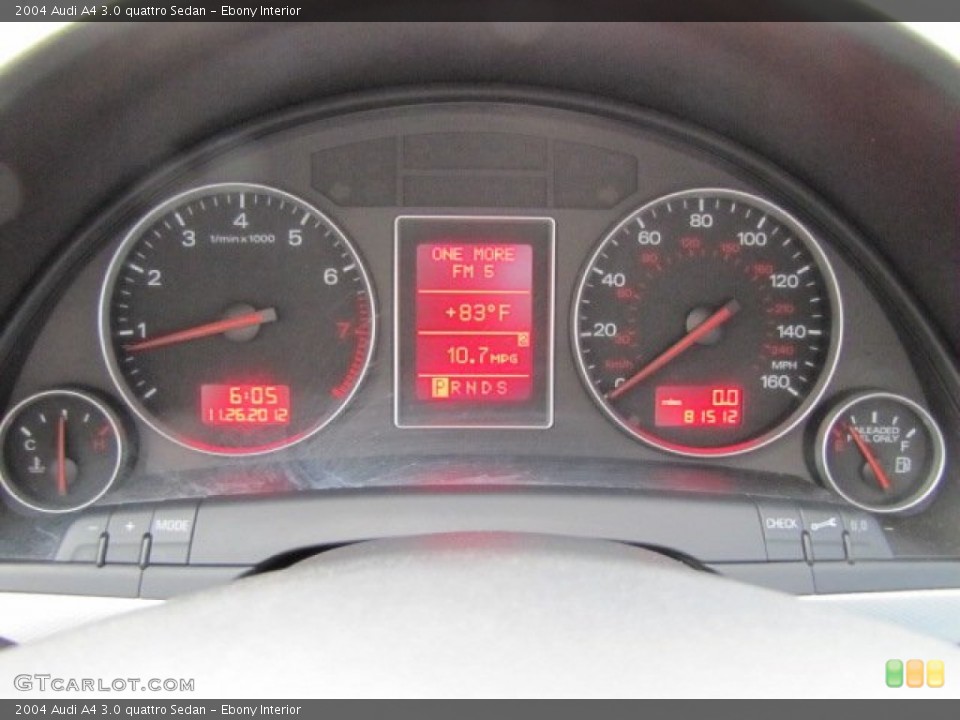 Ebony Interior Gauges for the 2004 Audi A4 3.0 quattro Sedan #73976229