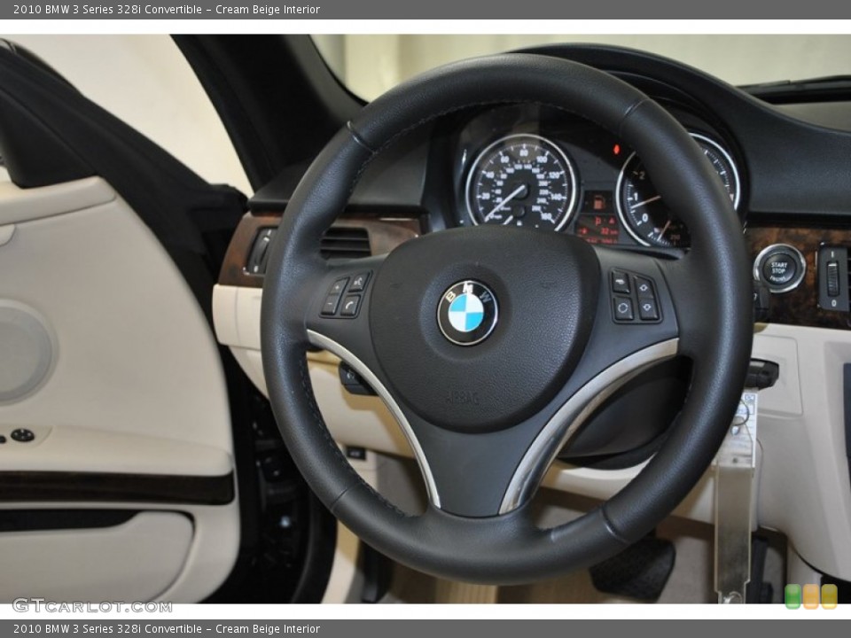 Cream Beige Interior Steering Wheel for the 2010 BMW 3 Series 328i Convertible #73981079