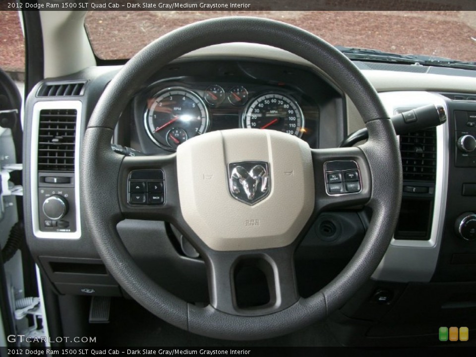 Dark Slate Gray/Medium Graystone Interior Steering Wheel for the 2012 Dodge Ram 1500 SLT Quad Cab #73997023