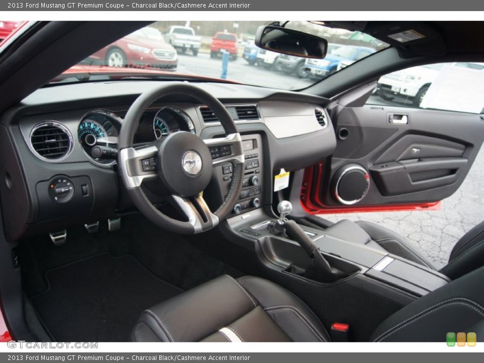 Charcoal Black/Cashmere Accent Interior Prime Interior for the 2013 Ford Mustang GT Premium Coupe #74014883