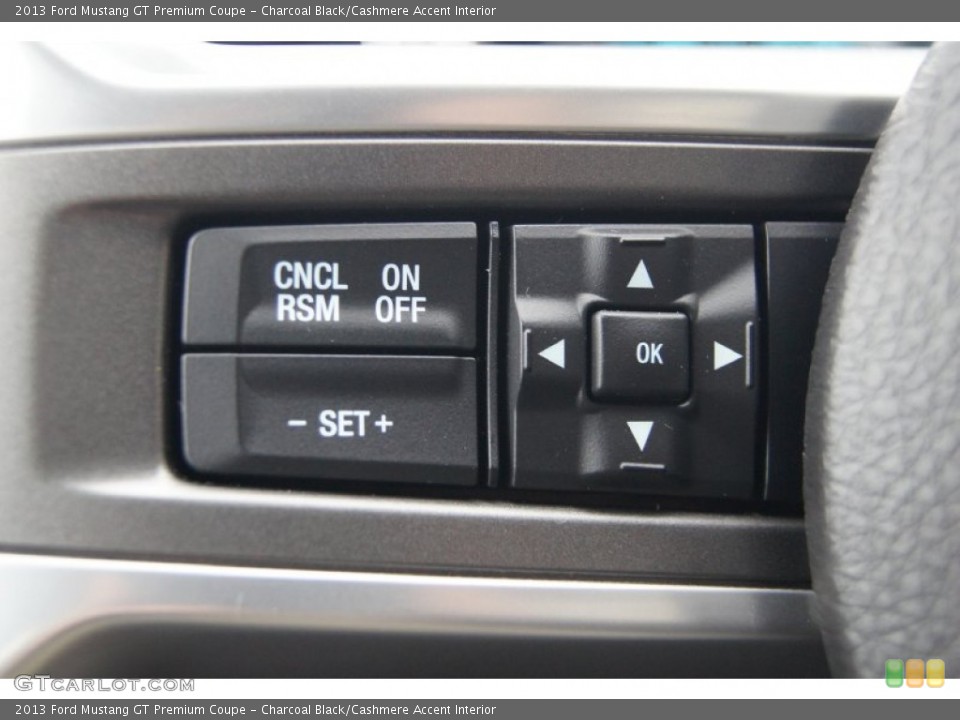 Charcoal Black/Cashmere Accent Interior Controls for the 2013 Ford Mustang GT Premium Coupe #74015127