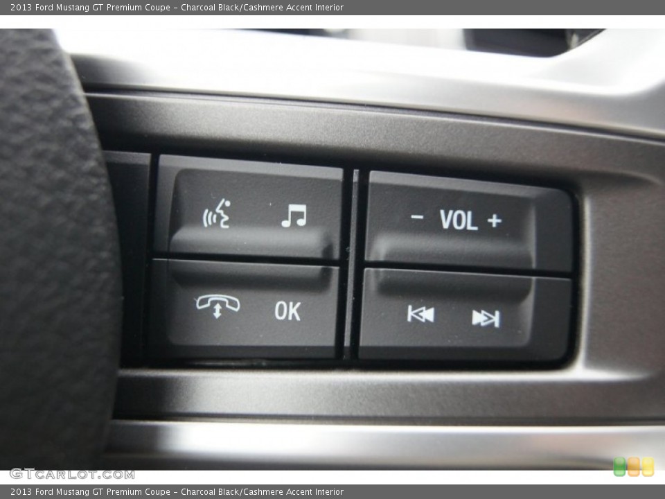 Charcoal Black/Cashmere Accent Interior Controls for the 2013 Ford Mustang GT Premium Coupe #74015182