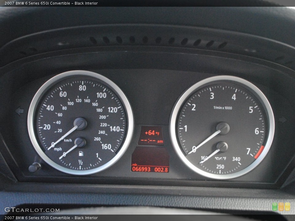 Black Interior Gauges for the 2007 BMW 6 Series 650i Convertible #74027910