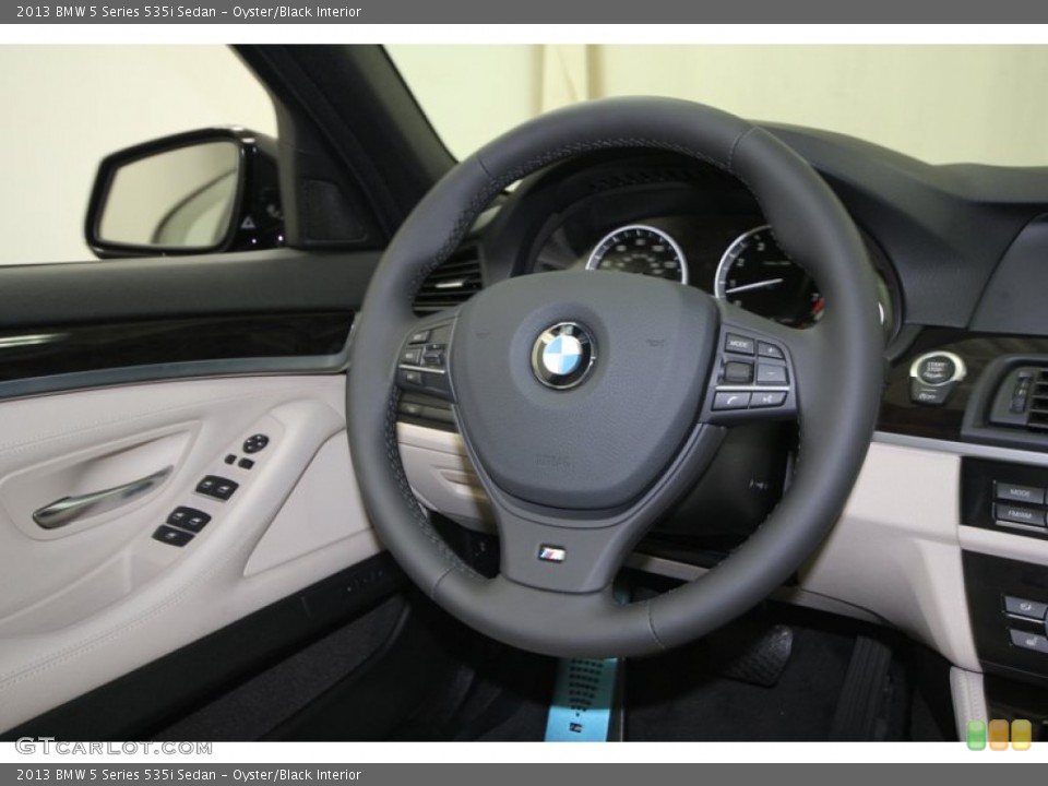 Oyster/Black Interior Steering Wheel for the 2013 BMW 5 Series 535i Sedan #74035034