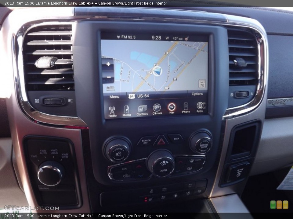 Canyon Brown/Light Frost Beige Interior Navigation for the 2013 Ram 1500 Laramie Longhorn Crew Cab 4x4 #74044899