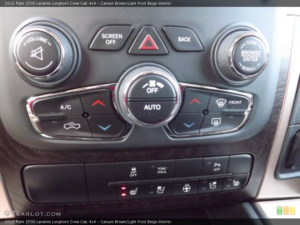 Canyon Brown/Light Frost Beige Interior Controls for the 2013 Ram 1500 Laramie Longhorn Crew Cab 4x4 #74045231