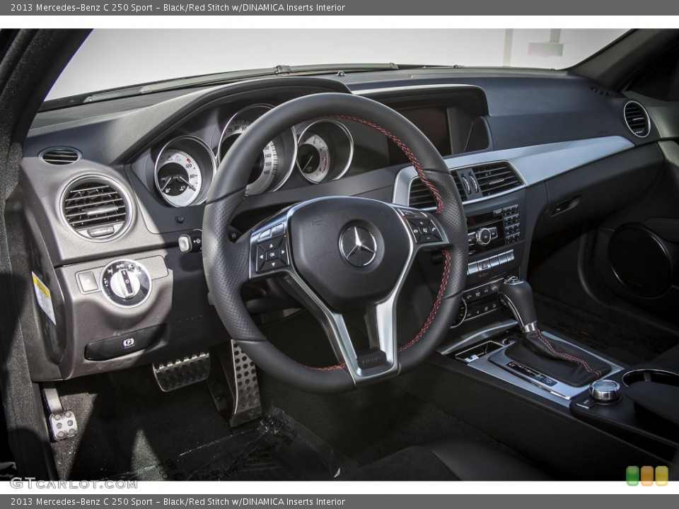 Black/Red Stitch w/DINAMICA Inserts Interior Photo for the 2013 Mercedes-Benz C 250 Sport #74049268