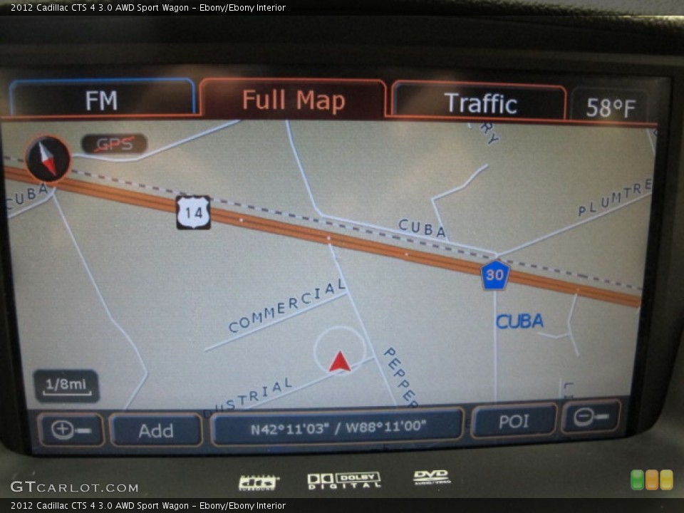 Ebony/Ebony Interior Navigation for the 2012 Cadillac CTS 4 3.0 AWD Sport Wagon #74055405