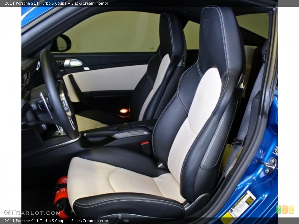 Black/Cream Interior Front Seat for the 2011 Porsche 911 Turbo S Coupe #74056787