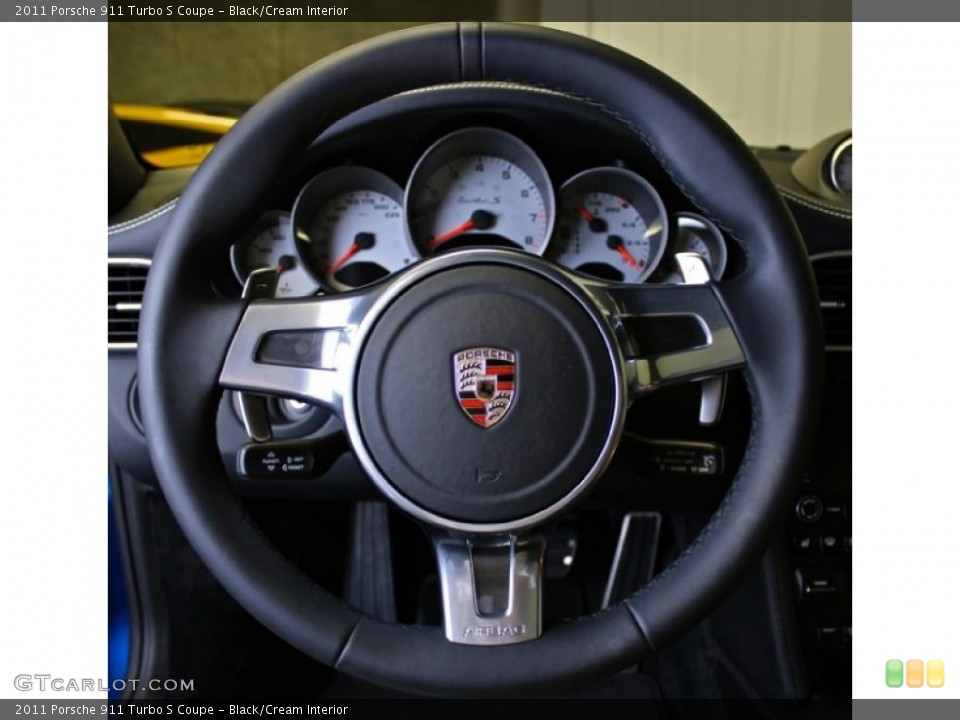 Black/Cream Interior Steering Wheel for the 2011 Porsche 911 Turbo S Coupe #74056916
