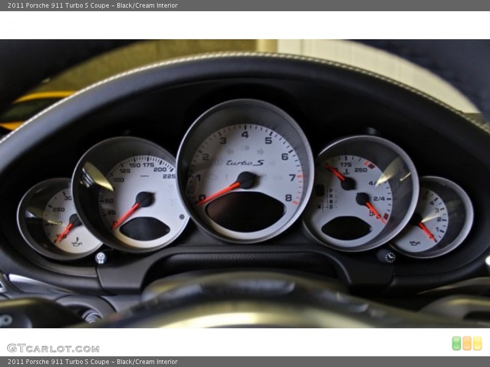 Black/Cream Interior Gauges for the 2011 Porsche 911 Turbo S Coupe #74056933