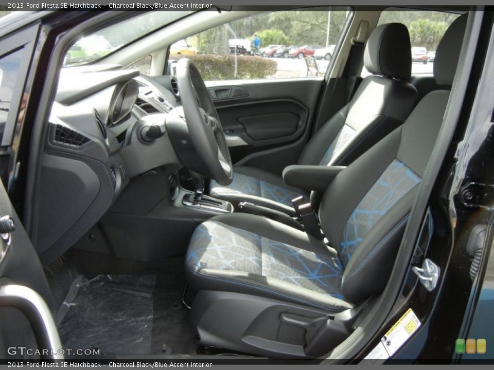Charcoal Black/Blue Accent Interior Front Seat for the 2013 Ford Fiesta SE Hatchback #74074454