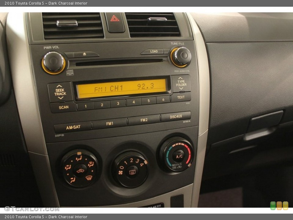 Dark Charcoal Interior Controls for the 2010 Toyota Corolla S #74074617