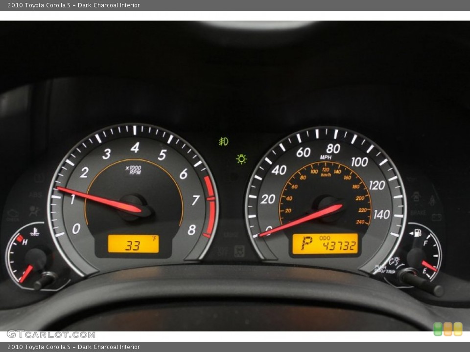 Dark Charcoal Interior Gauges for the 2010 Toyota Corolla S #74074982