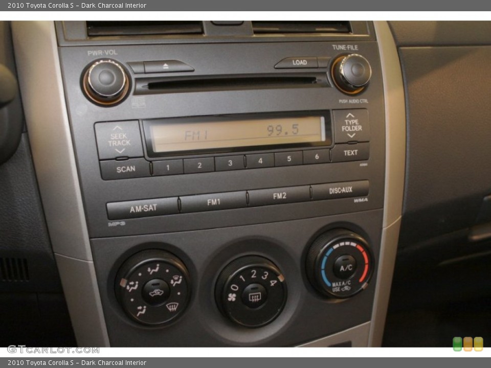 Dark Charcoal Interior Controls for the 2010 Toyota Corolla S #74075003