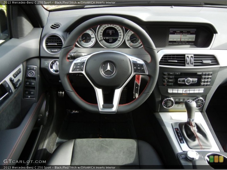 Black/Red Stitch w/DINAMICA Inserts Interior Steering Wheel for the 2013 Mercedes-Benz C 250 Sport #74090435