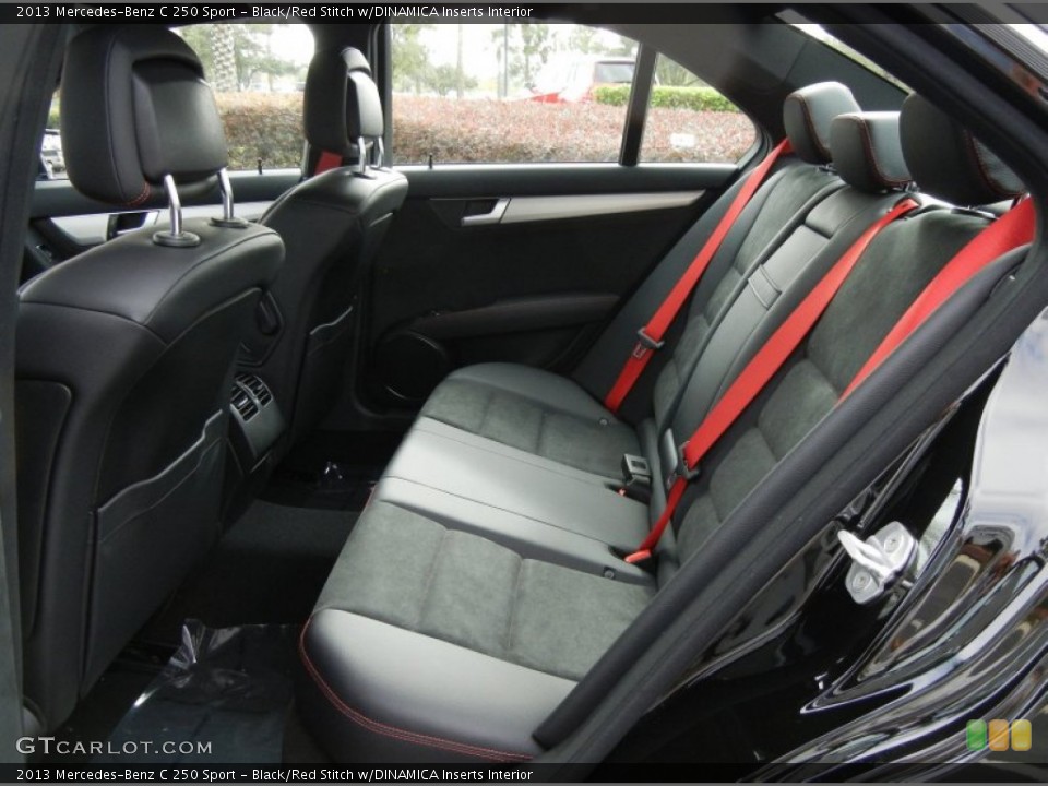 Black/Red Stitch w/DINAMICA Inserts Interior Rear Seat for the 2013 Mercedes-Benz C 250 Sport #74091122