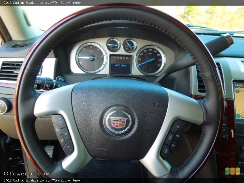 Ebony Interior Steering Wheel for the 2013 Cadillac Escalade Luxury AWD #74103541