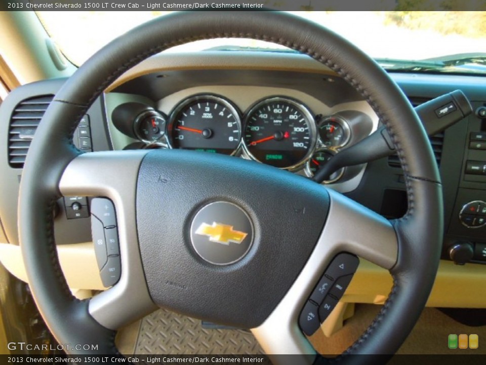 Light Cashmere/Dark Cashmere Interior Steering Wheel for the 2013 Chevrolet Silverado 1500 LT Crew Cab #74105516