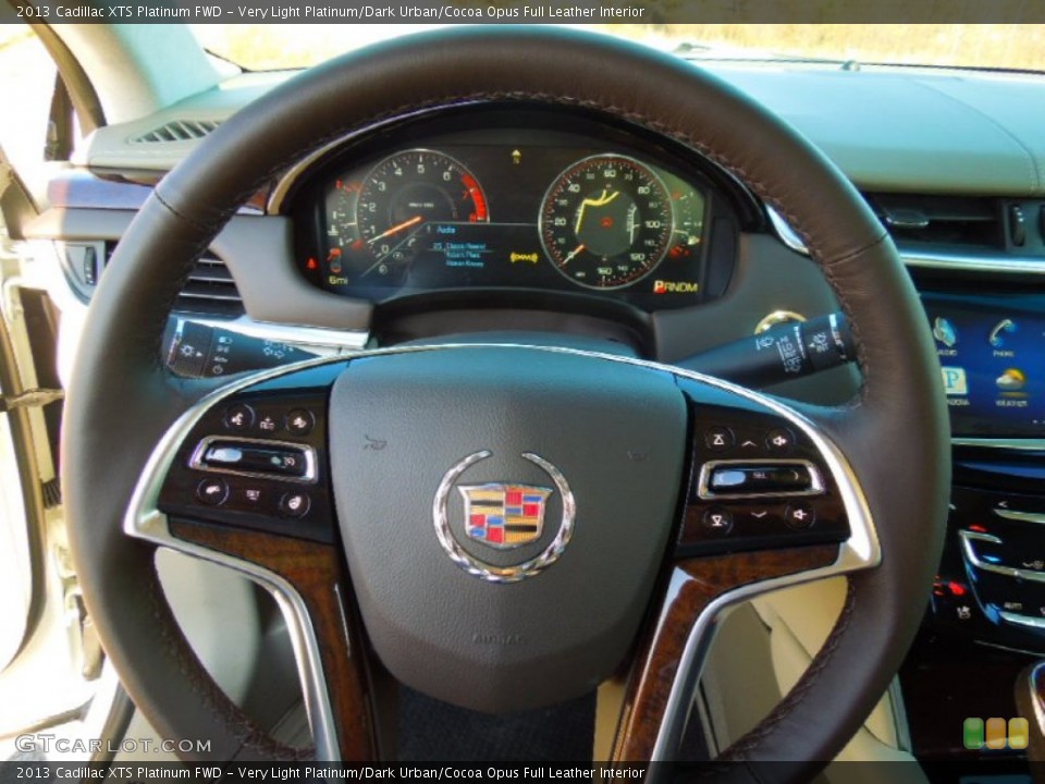 Very Light Platinum/Dark Urban/Cocoa Opus Full Leather Interior Steering Wheel for the 2013 Cadillac XTS Platinum FWD #74107453