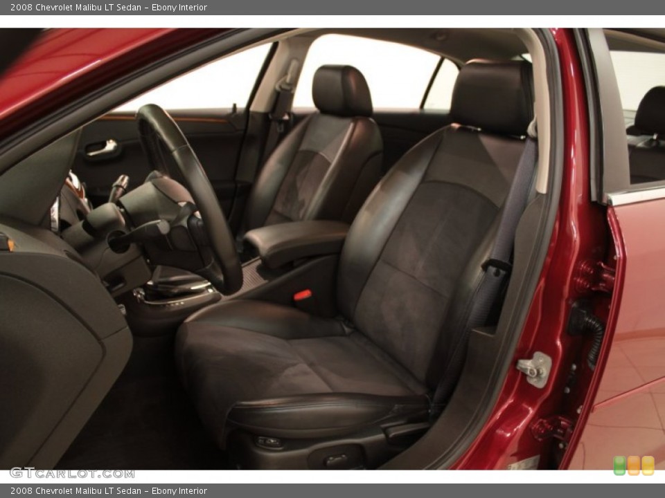 Ebony Interior Front Seat for the 2008 Chevrolet Malibu LT Sedan #74120413