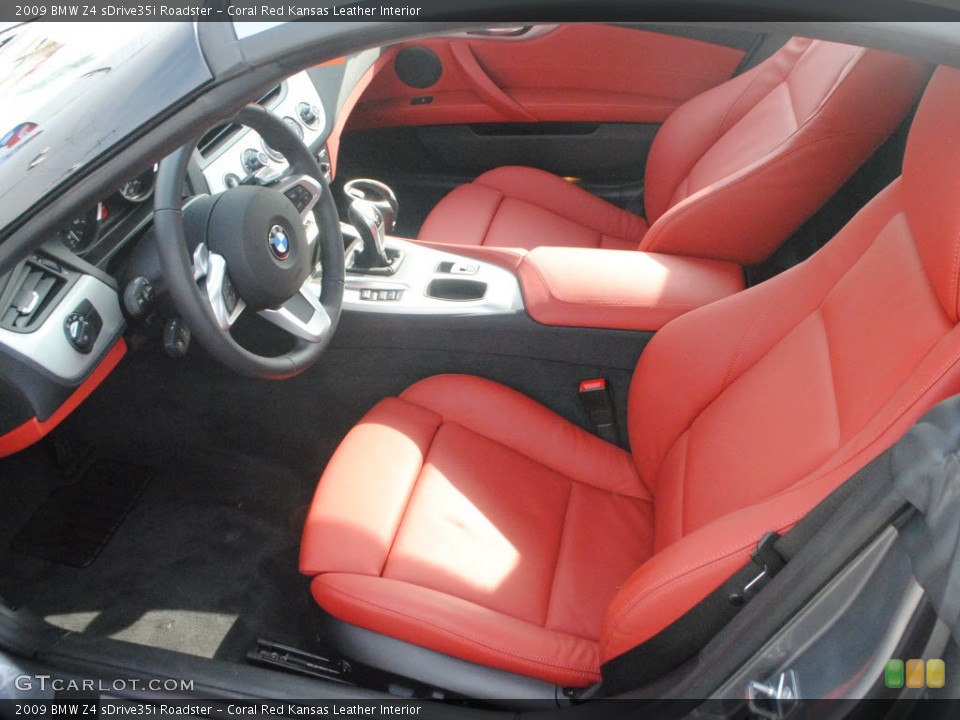 Coral Red Kansas Leather Interior Front Seat for the 2009 BMW Z4 sDrive35i Roadster #74124115