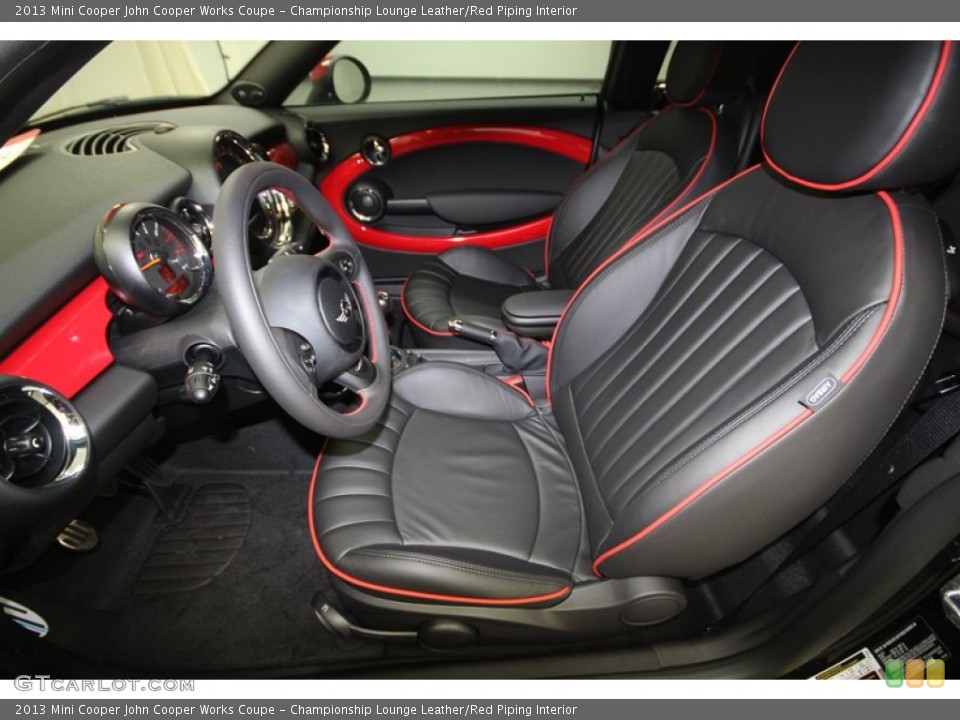 Championship Lounge Leather/Red Piping Interior Front Seat for the 2013 Mini Cooper John Cooper Works Coupe #74134523