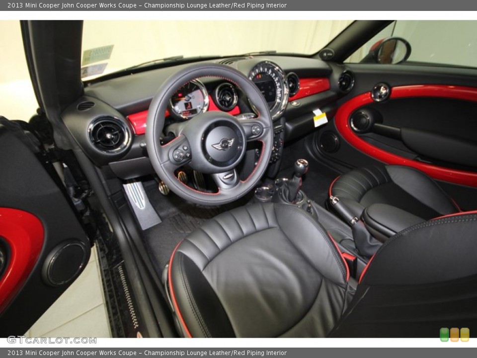 Championship Lounge Leather/Red Piping Interior Prime Interior for the 2013 Mini Cooper John Cooper Works Coupe #74134546
