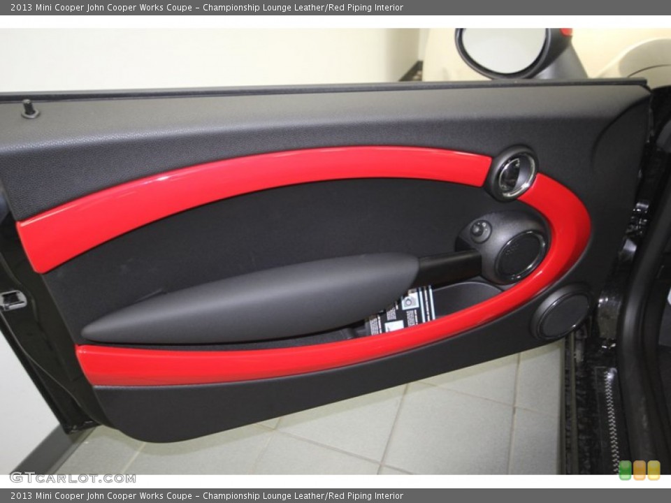 Championship Lounge Leather/Red Piping Interior Door Panel for the 2013 Mini Cooper John Cooper Works Coupe #74134699
