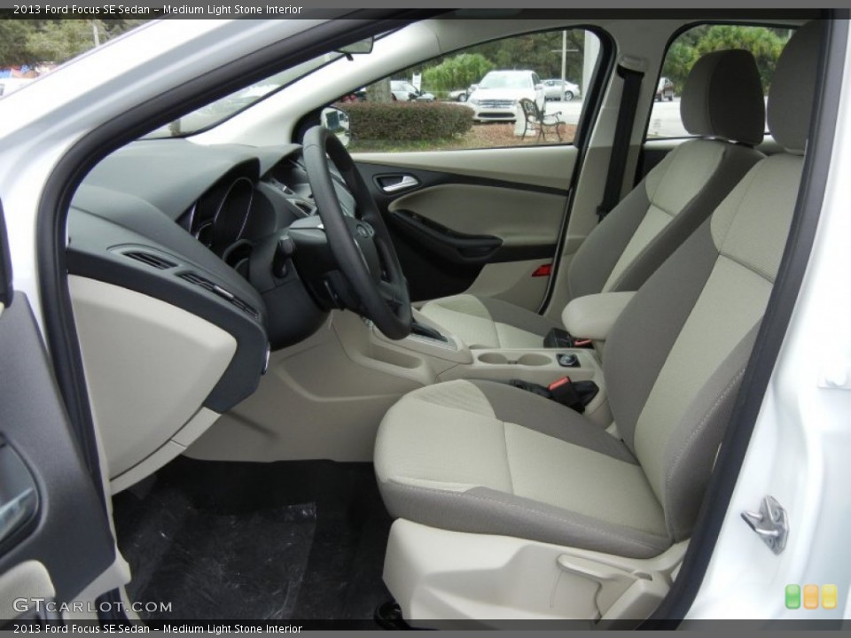 Medium Light Stone Interior Front Seat for the 2013 Ford Focus SE Sedan #74138029