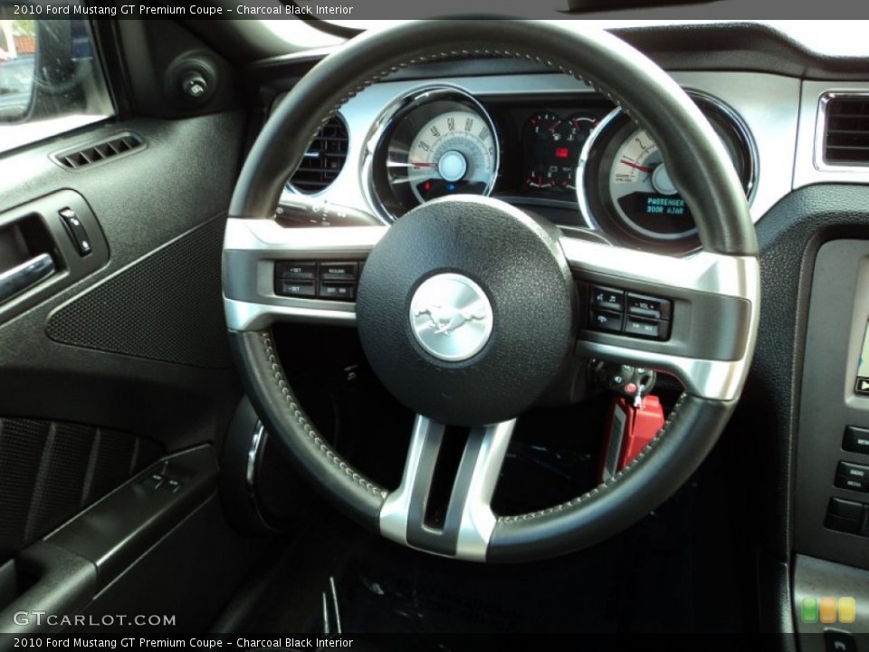 Charcoal Black Interior Steering Wheel for the 2010 Ford Mustang GT Premium Coupe #74165650