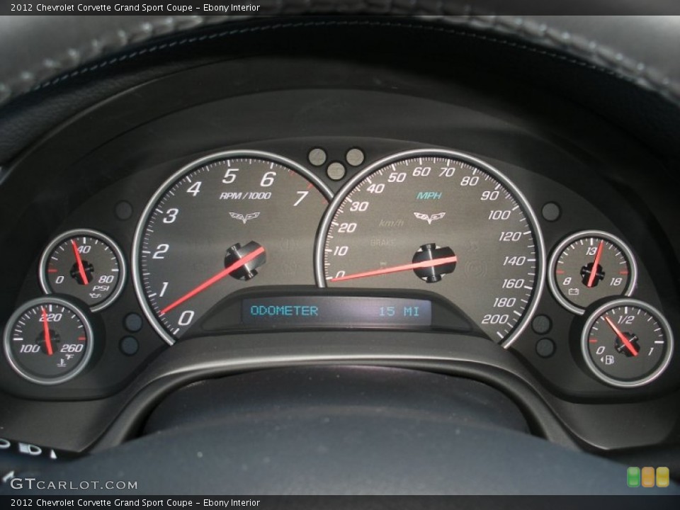 Ebony Interior Gauges for the 2012 Chevrolet Corvette Grand Sport Coupe #74182006