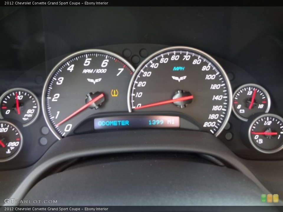 Ebony Interior Gauges for the 2012 Chevrolet Corvette Grand Sport Coupe #74209880