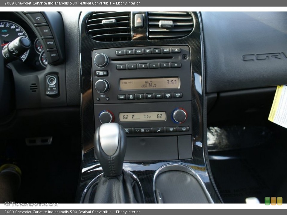 Ebony Interior Controls for the 2009 Chevrolet Corvette Indianapolis 500 Festival Convertible #74224829