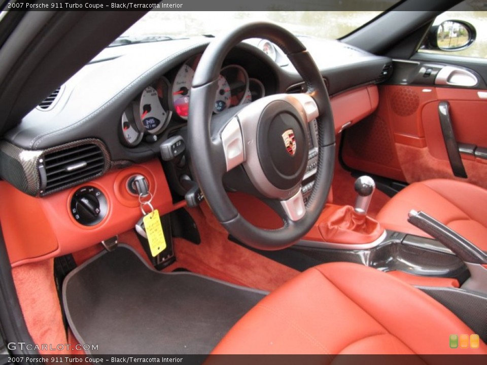 Black/Terracotta Interior Prime Interior for the 2007 Porsche 911 Turbo Coupe #74226353