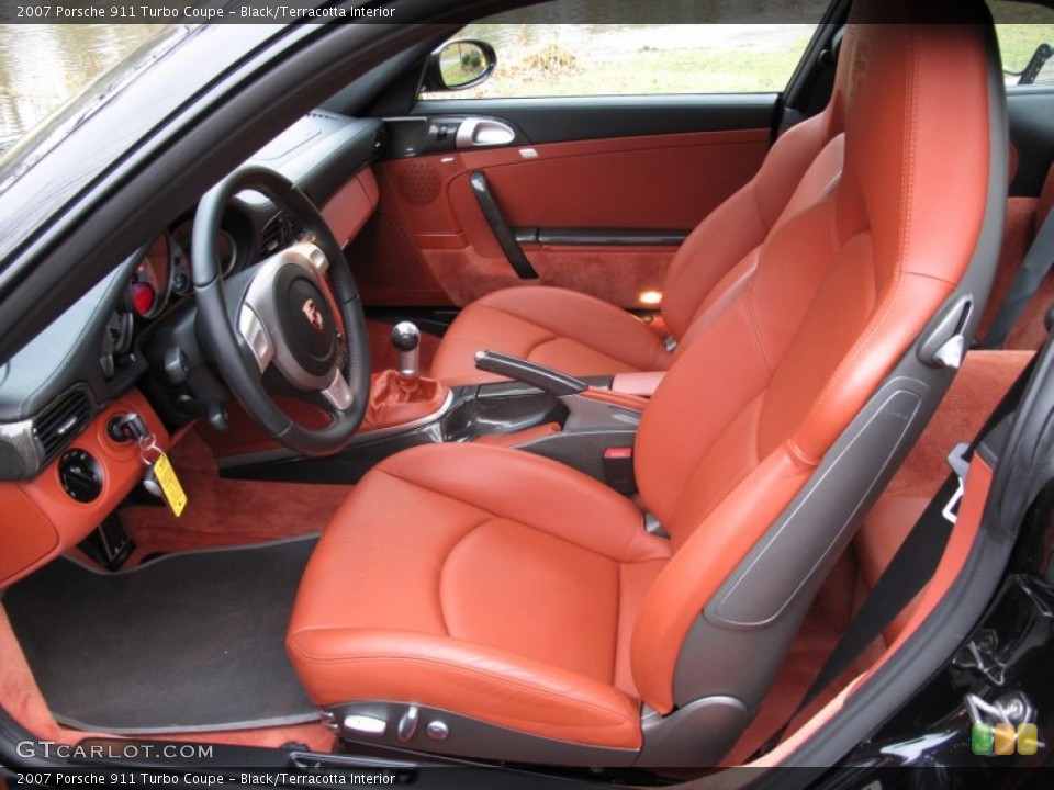 Black/Terracotta Interior Front Seat for the 2007 Porsche 911 Turbo Coupe #74226375