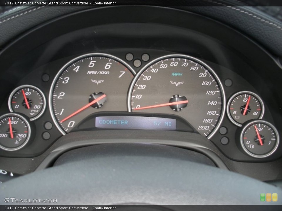 Ebony Interior Gauges for the 2012 Chevrolet Corvette Grand Sport Convertible #74234953